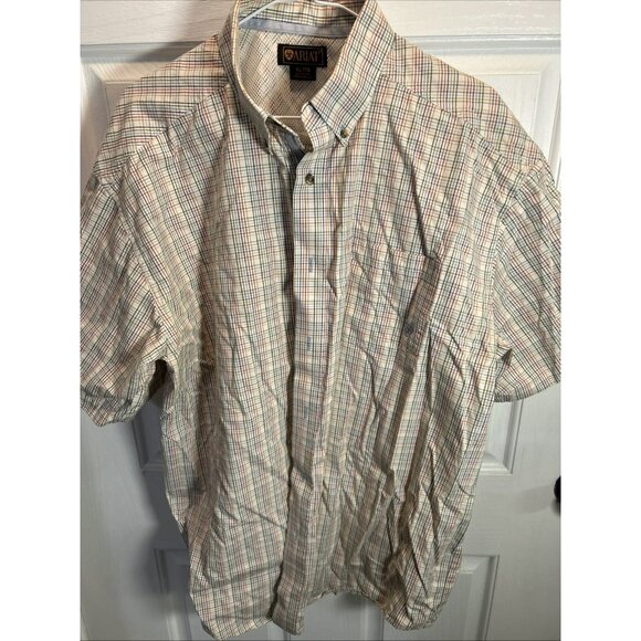 Ariat Men’s XL Multicolor Stripe Western Shirt Short Sleeve EUC | Cowboy Casual - Picture 1 of 4